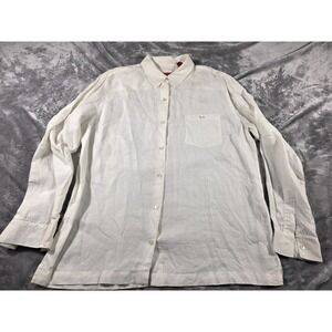 Isda & Co White Linen Button Up Shirt Mens‎ Large Long Sleeve Casual, Beach
